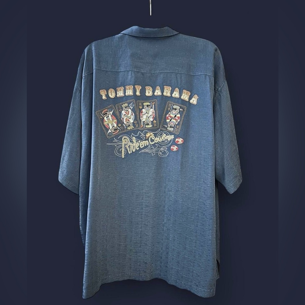 🔥 TOMMY BAHAMA 100% Silk Ride ‘em Cowboys Camp Shirt